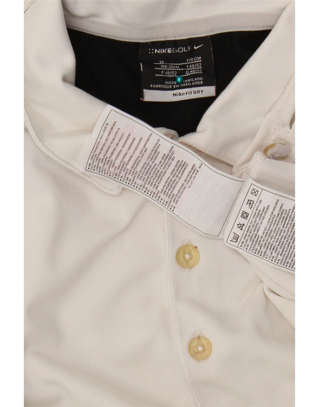Polo Nike Homme UK 38/41 Polyester Colorblock Blanc Moyen