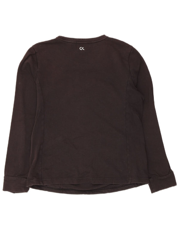 Calvin Klein Haut à manches longues pour femme UK 14 Large Noir Coton
