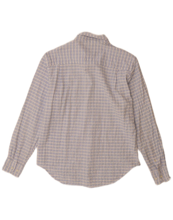 Trussardi Mens Shirt Size 41 16 Large Blue Check Cotton