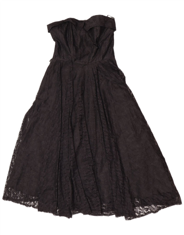 robe bustier femme vintage UK 14 Grand polyamide floral noir