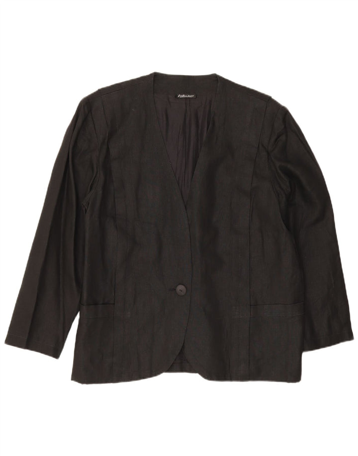 vintage Femmes 1 Bouton Blazer Veste UK 14 Grand Noir