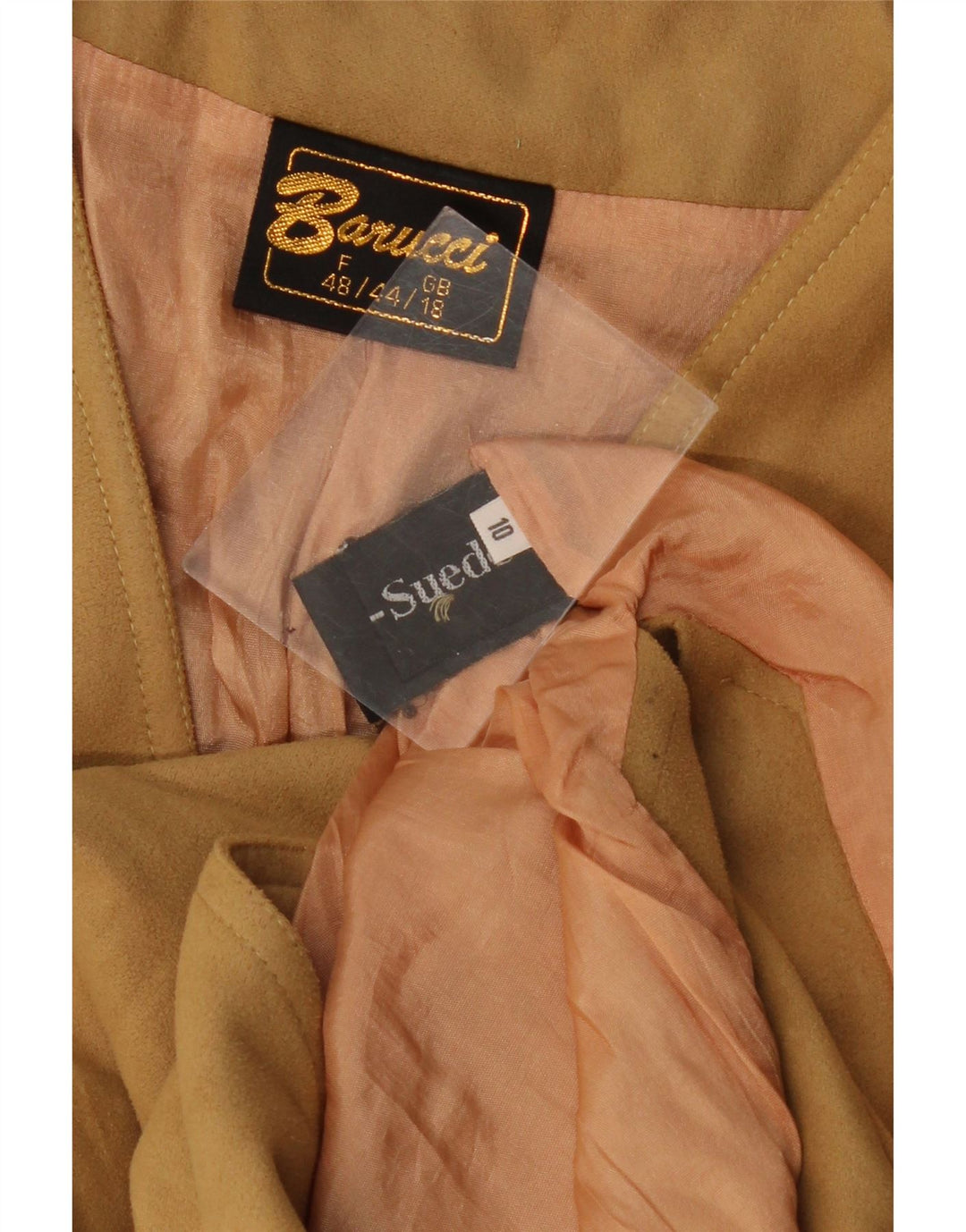 VINTAGE Gilet en daim femme UK 18 XL Beige