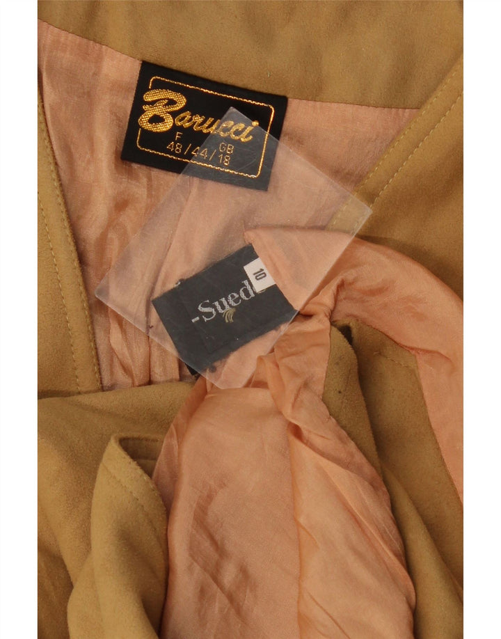 VINTAGE Gilet en daim femme UK 18 XL Beige