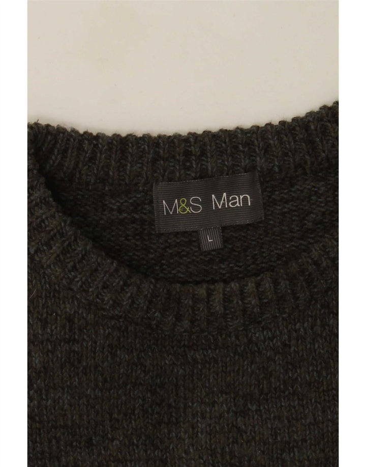 Marks & Spencer Pull col bateau pour homme Kaki Taille L