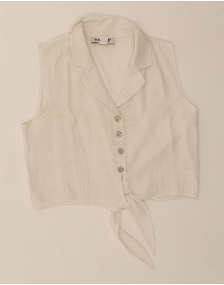 ORSAY Womens Front Tie Sleeveless Shirt Blouse UK 12 Medium White Vintage Orsay and Second-Hand Orsay from Messina Hembry 