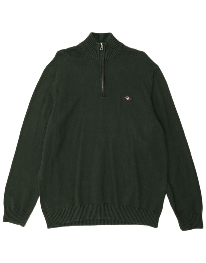 Gant Pull col zippé homme 2XL vert coton