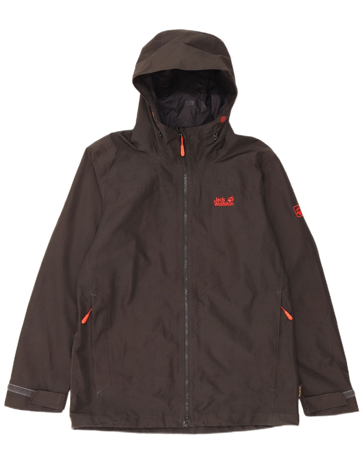 Jack Wolfskin Veste coupe-vent à capuche pour homme UK 40 Large Noir Polyester