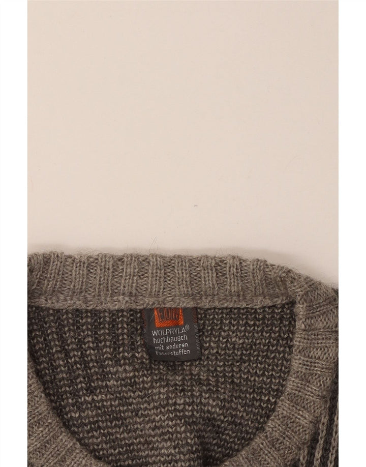 VINTAGE Pull ras du cou pour homme IT 56 2XL Gris Géométrique