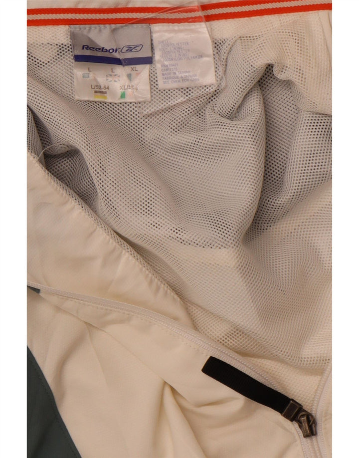 REEBOK Veste de survêtement pour homme Large en polyester color block blanc cassé