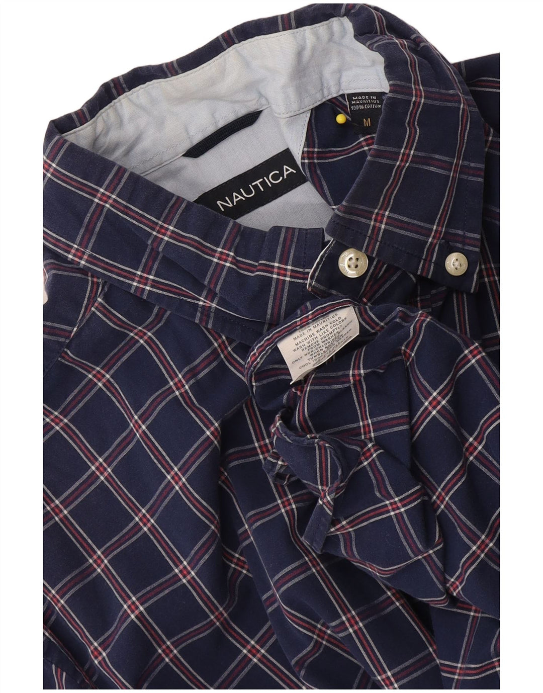Nautica Chemise à manches courtes homme en coton à carreaux bleu marine moyen