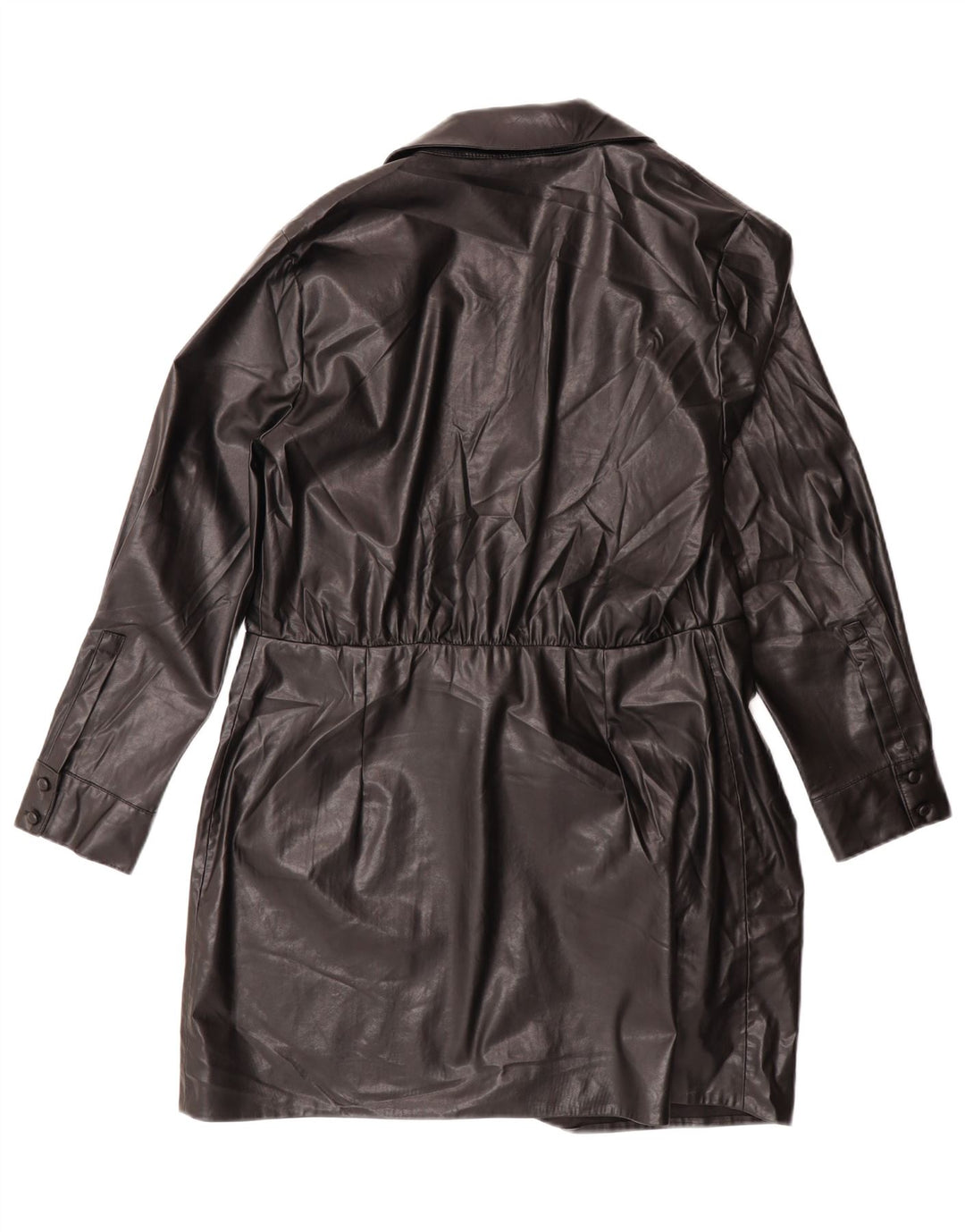 ZARA Womens Faux Leather Overcoat UK 16 Large Black Polyurethane Vintage Zara and Second-Hand Zara from Messina Hembry 