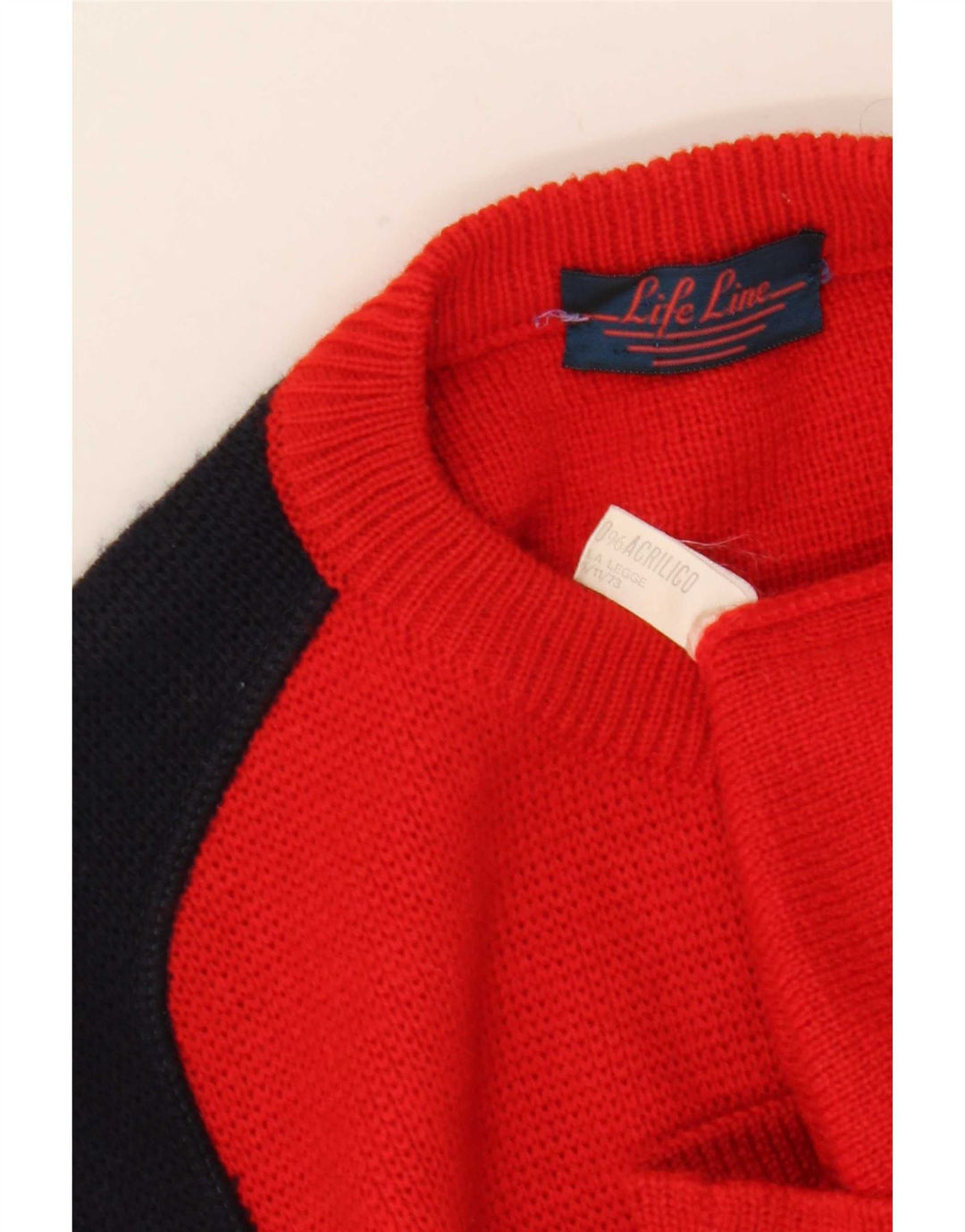 Life Line Pull col rond homme en laine color block rouge moyen
