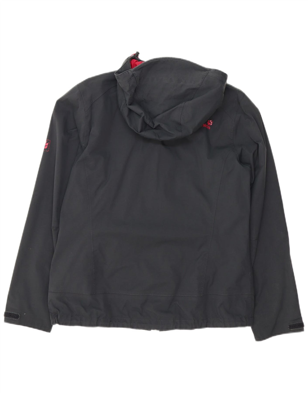 Jack Wolfskin Veste de pluie à capuche pour femme UK 16 Large Gris Polyamide