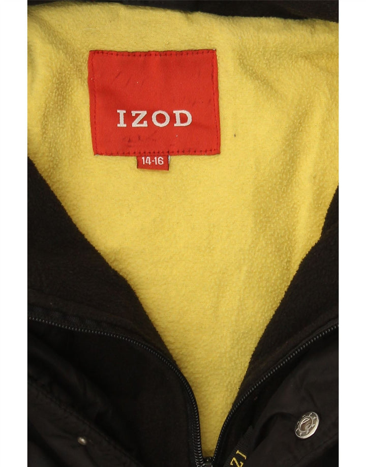 IZOD Boys Hooded Padded Jacket 14-15 Years Black Polyester Vintage Izod and Second-Hand Izod from Messina Hembry 