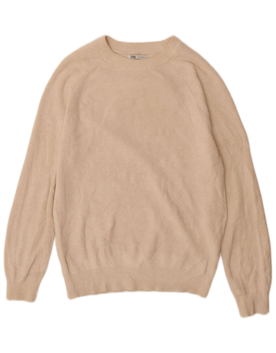 Zara Pull à col bateau pour homme en coton blanc cassé moyen