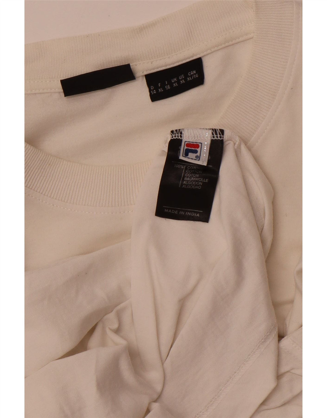 FILA T-Shirt Graphique Homme Top XL Blanc Coton