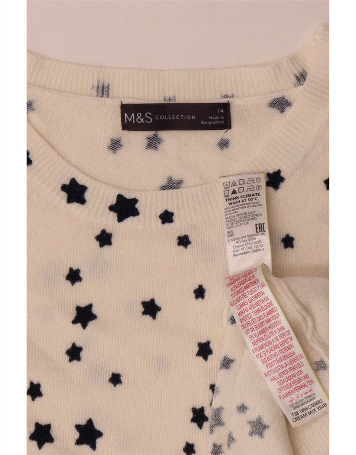 Marks & Spencer Pull col bateau pour femme UK 14 Large Blanc
