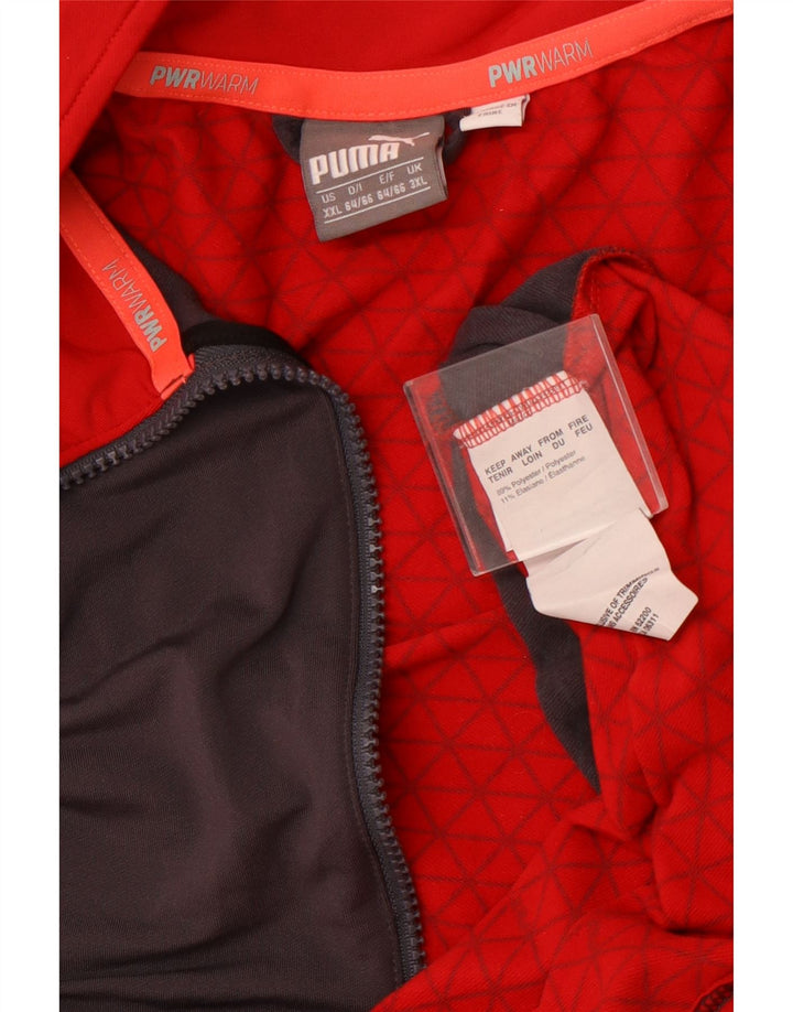 PUMA Haut de survêtement à col zippé pour homme 3XL Gris Colorblock Polyester