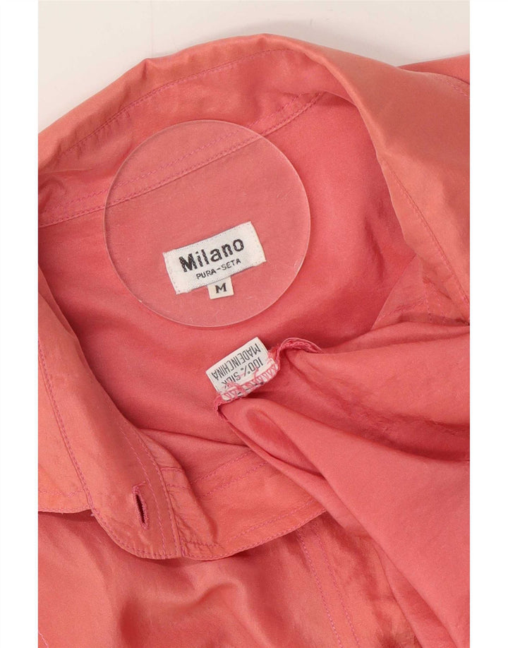 milano Chemise à manches courtes pour homme en soie rose moyen
