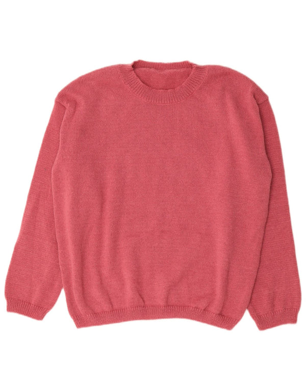 vintage Womens Crew Neck Jumper Pull UK 14 Grand Rose