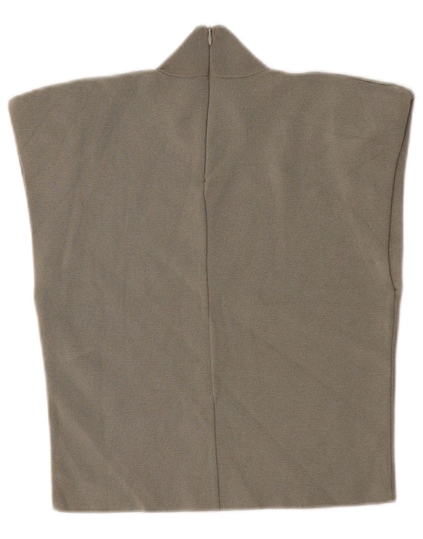 Zara Womens Crop Blouse sans manches Top UK 14 Large Gris Viscose