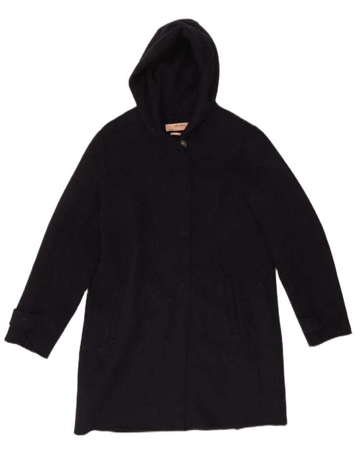 Zara Manteau à capuche pour femme UK 14 Medium Noir