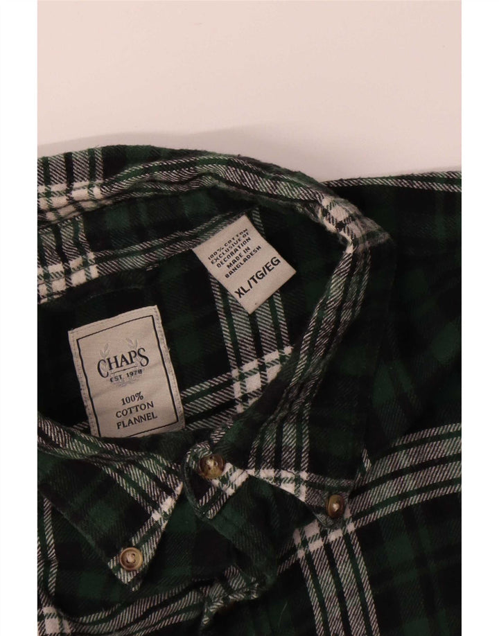 Chaps Chemise en flanelle pour homme XL en coton à carreaux vert