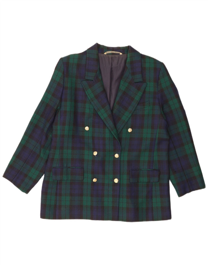 Marks & Spencer Veste blazer double boutonnage pour homme UK 44 2XL Vert à carreaux