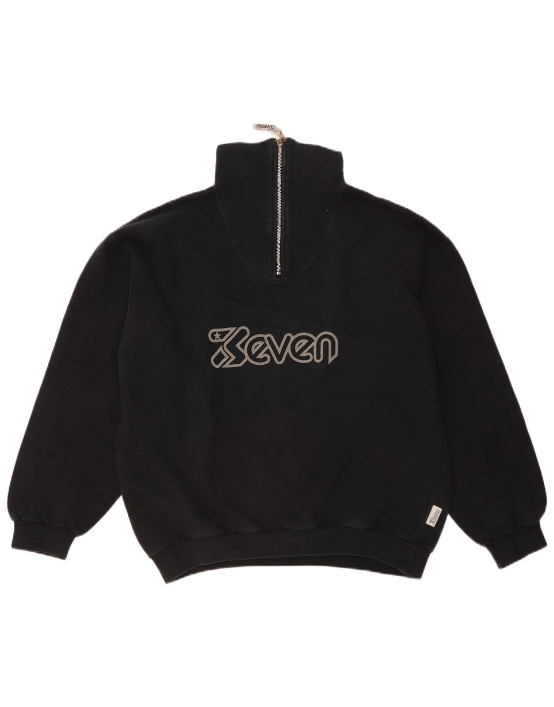 SEVEN 7 Sweat-shirt graphique à col zippé pour hommes, grand coton bleu marine