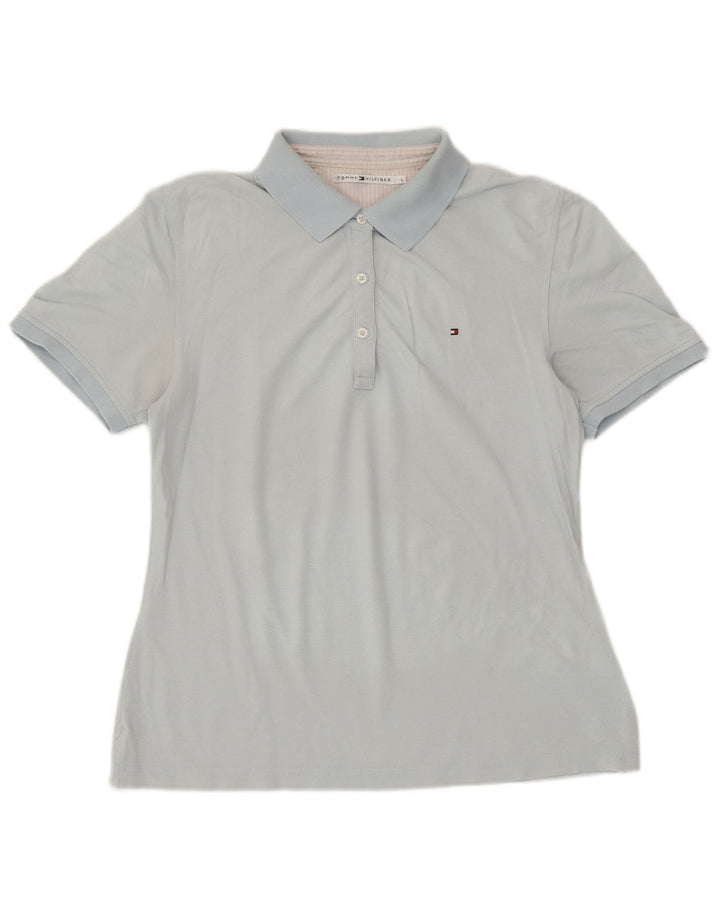 TOMMY HILFIGER Polo Femme UK 14 Large Bleu Coton
