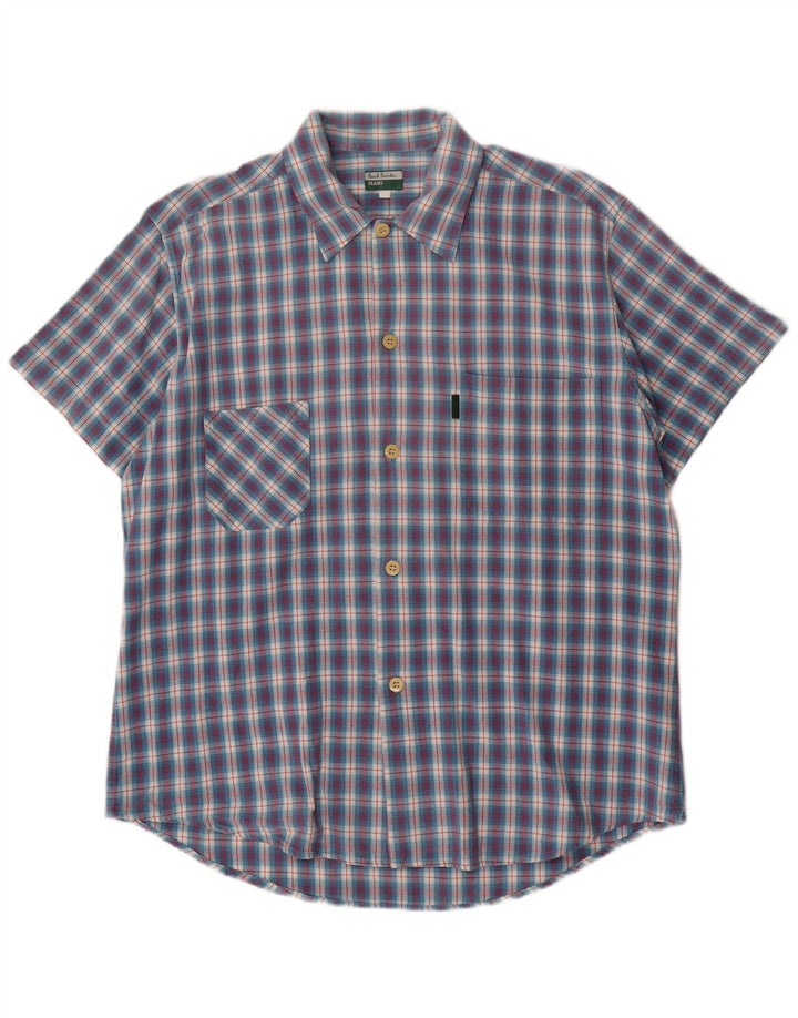 Paul Smith Chemise à manches courtes pour homme en coton à carreaux bleus