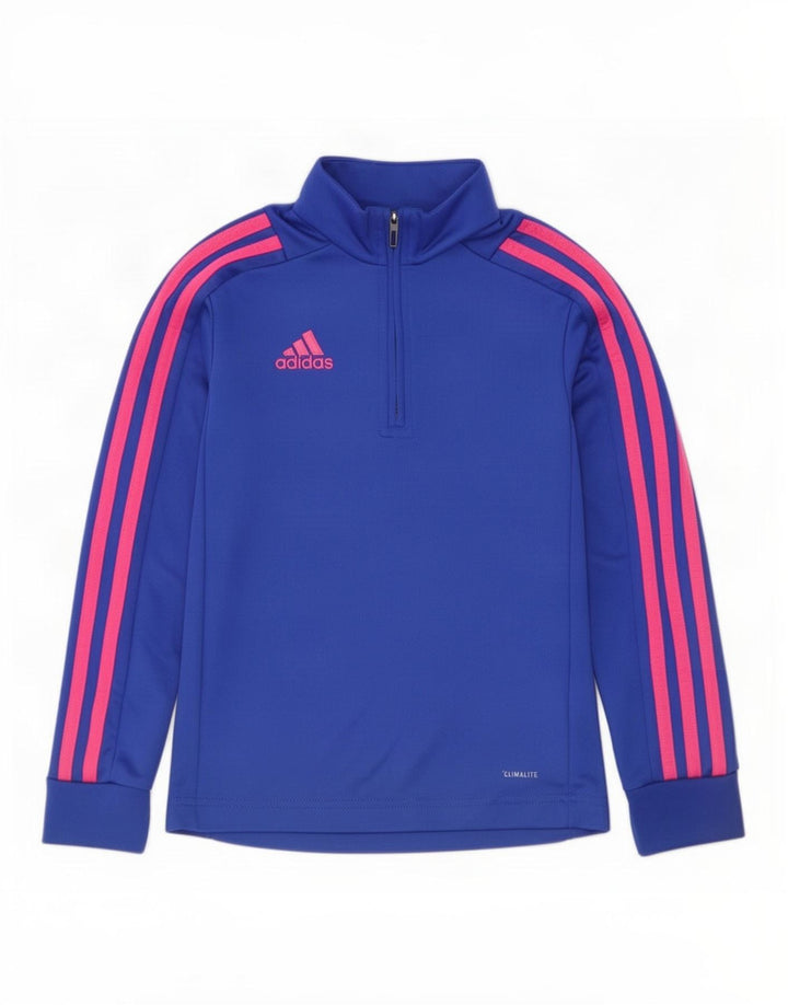 Adidas Filles Climalite Zip Neck Pull Survêtement Top 7-8 Ans Bleu