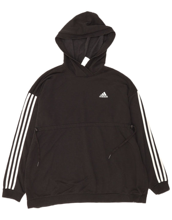 Adidas Pull à capuche surdimensionné pour femme UK 12/14 Coton noir moyen
