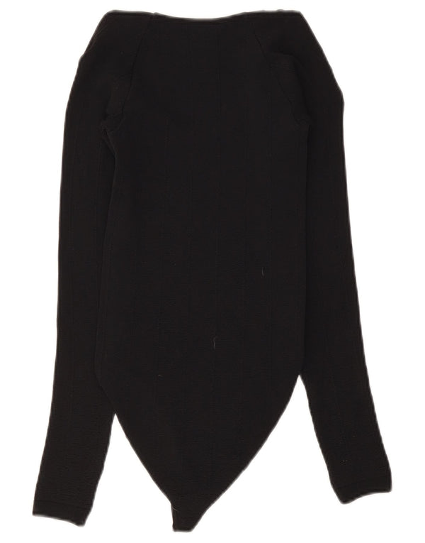 Zara Womens Long Sleeve Bodysuit UK 4 XS Black Polyamide