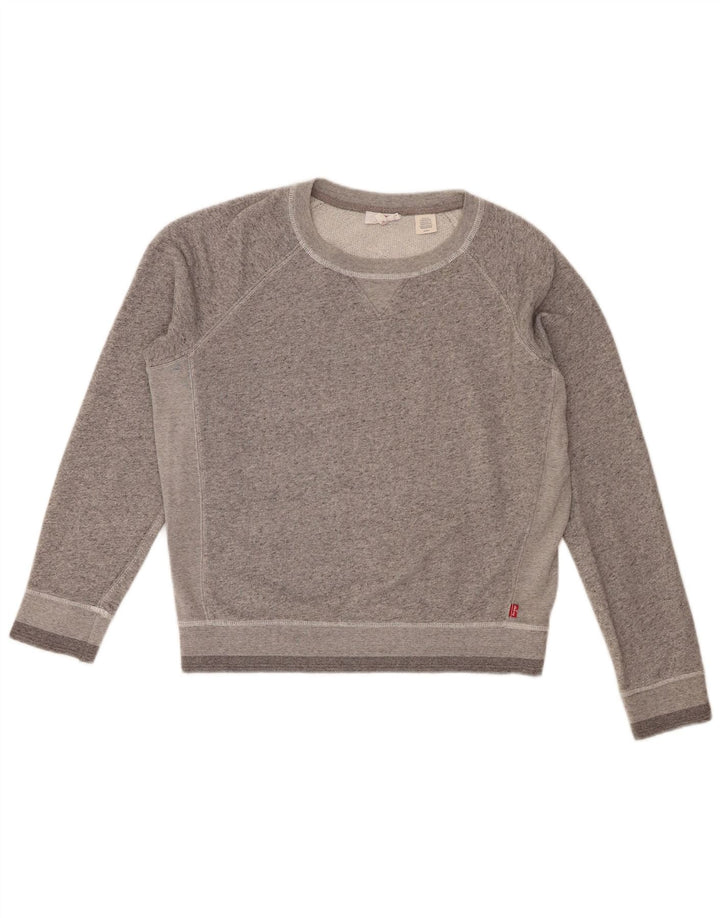 Levi's Sweatshirt Oversize Femme UK 10 Petit Gris Moucheté Coton