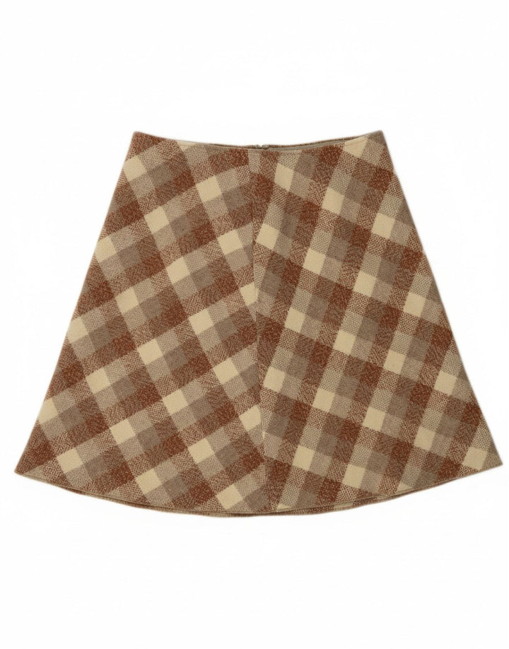 VINTAGE Womens A-Line Skirt W28 Medium  Brown Check