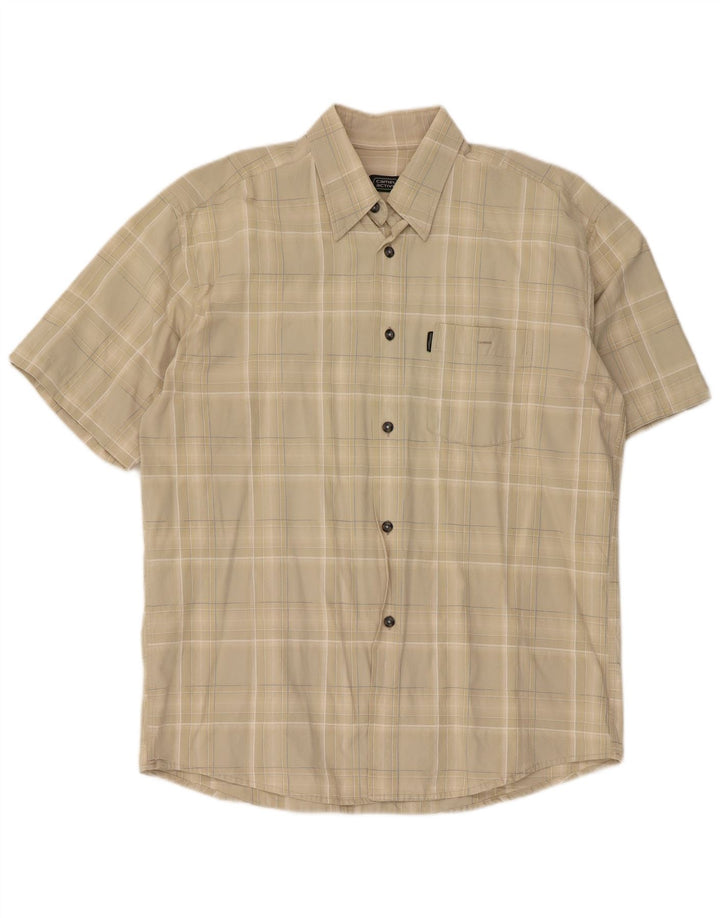 Camel Active Chemise à manches courtes pour homme XL Beige à carreaux