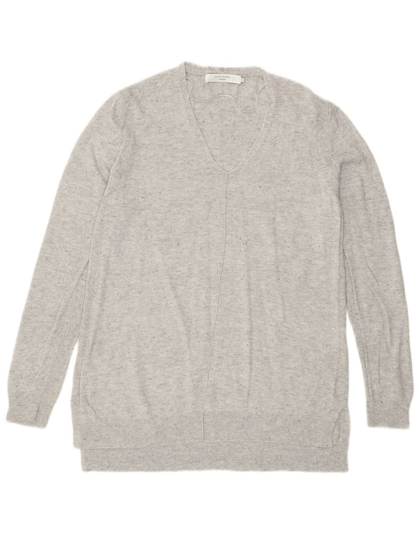 John Lewis Pull col en V pour femme UK 12 Nylon moucheté gris moyen
