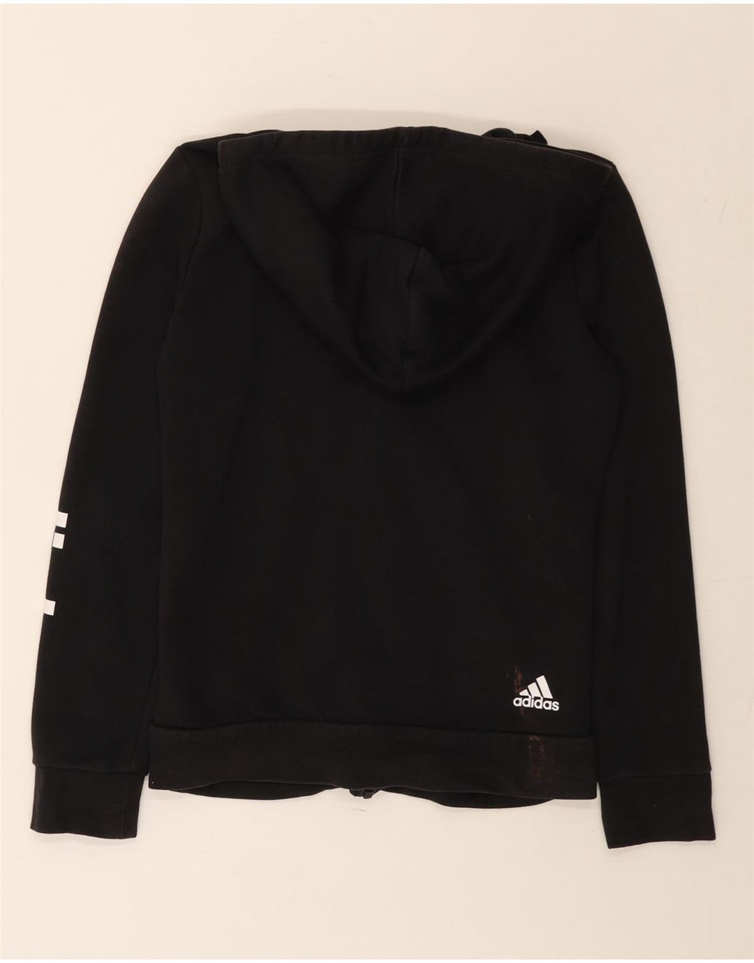 ADIDAS Pull à capuche zippé graphique pour femme UK 12 Noir moyen