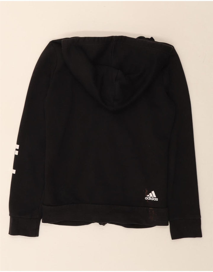 ADIDAS Pull à capuche zippé graphique pour femme UK 12 Noir moyen
