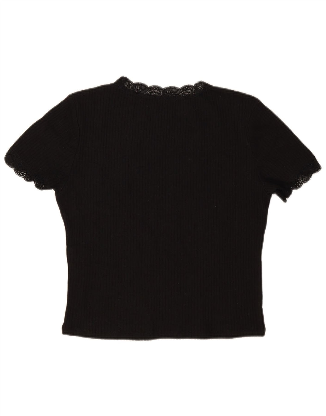 Zara Womens Crop Blouse Top UK 14 Grand Coton Noir