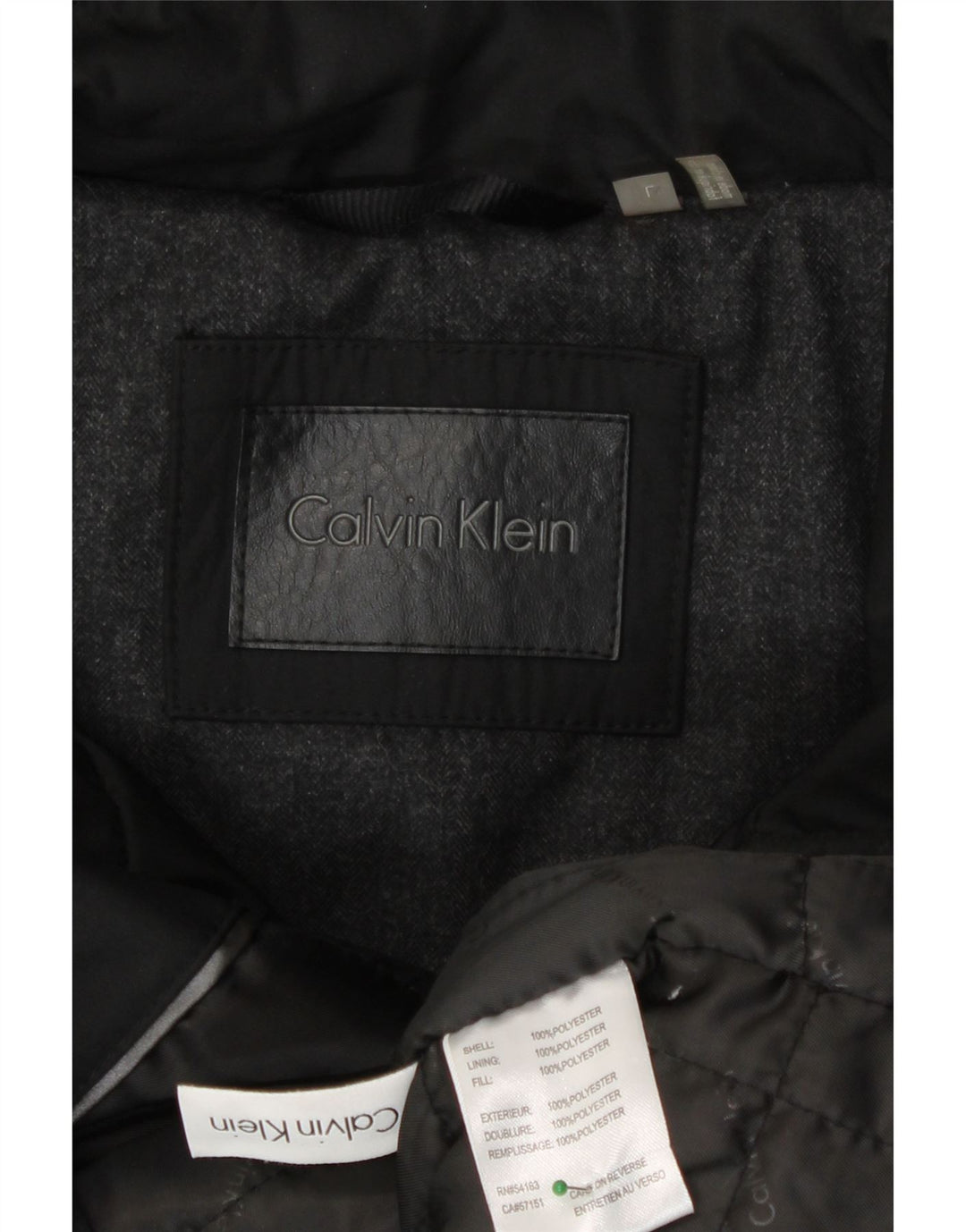 Calvin Klein Veste utilitaire à capuche pour homme UK 40 Large Noir Polyester