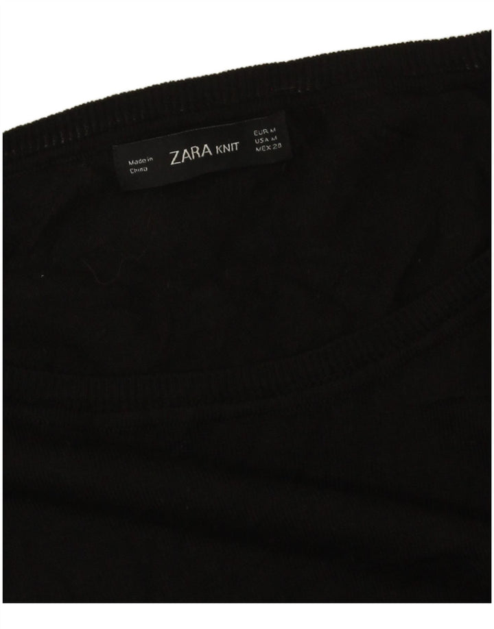Zara Pull surdimensionné à col bateau pour femme UK 14 Noir moyen