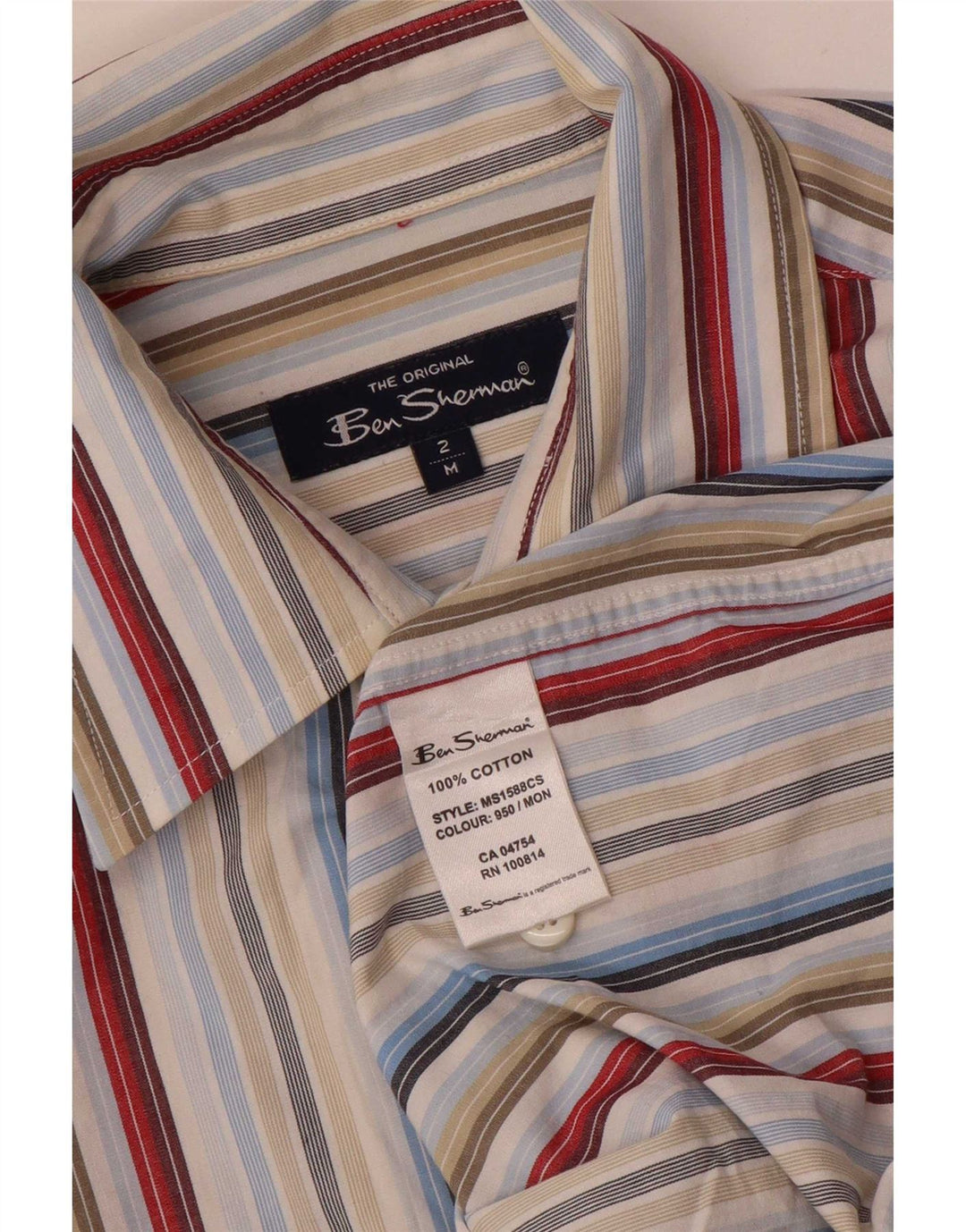 Ben Sherman Chemise à manches courtes pour homme en coton rayé multicolore moyen