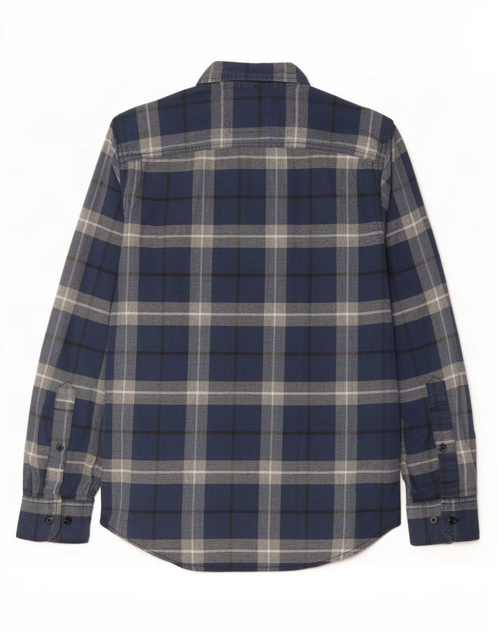 Hollister Chemise Stretch Homme Petit Bleu Marine Plaid Coton
