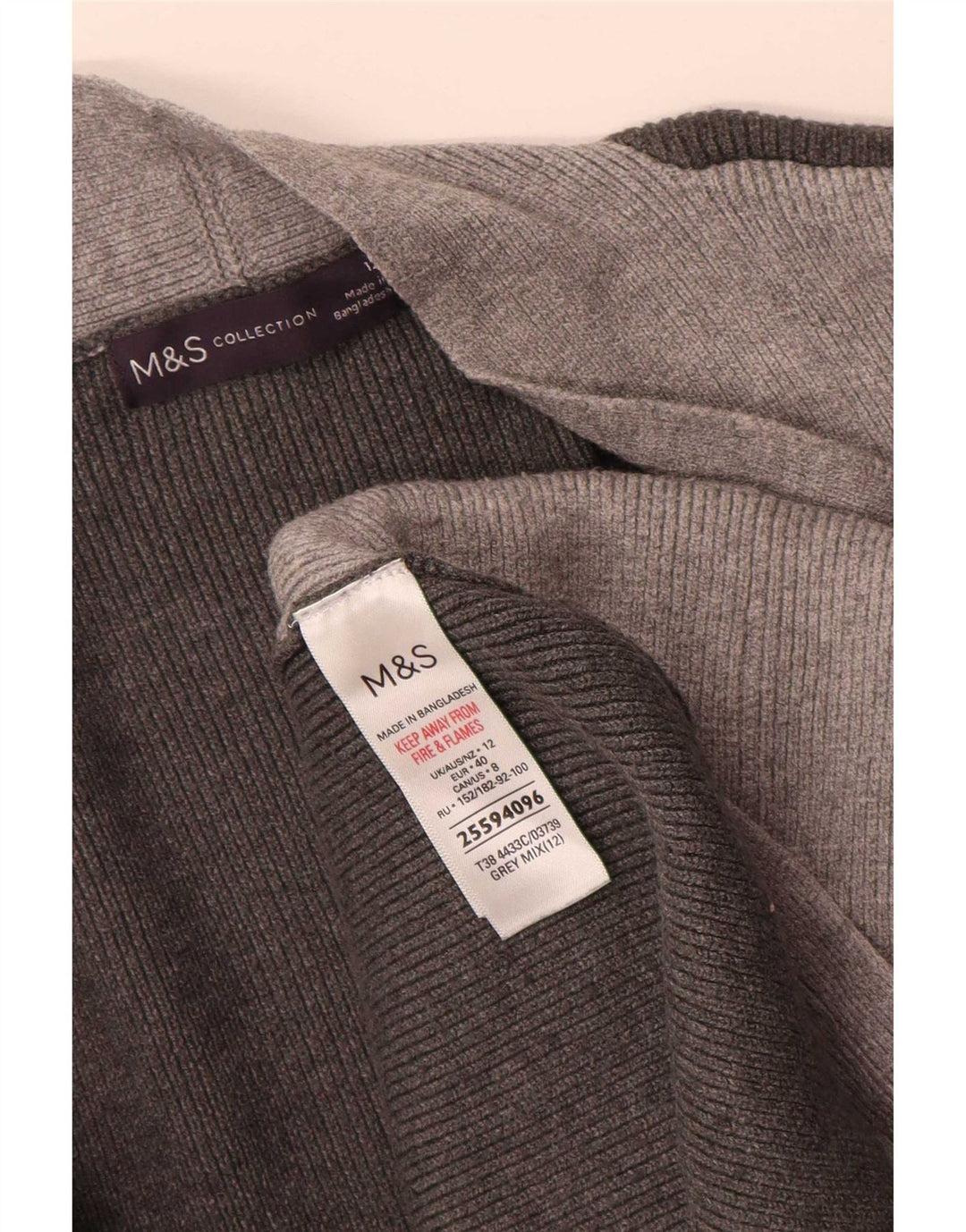 Marks & Spencer Pull cardigan long pour femme UK 12 Gris moyen