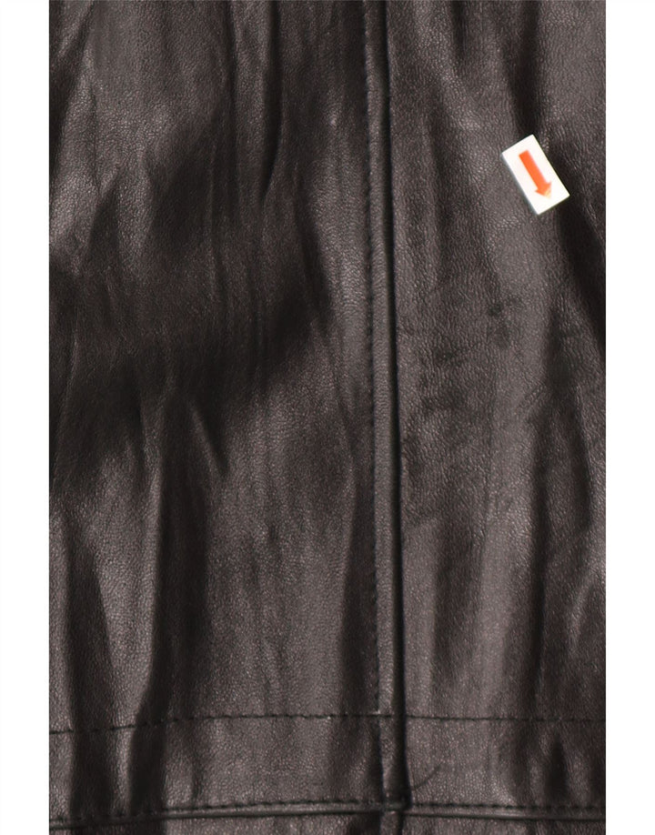 VINTAGE Manteau en cuir coupe ample pour homme UK 38 Cuir noir moyen