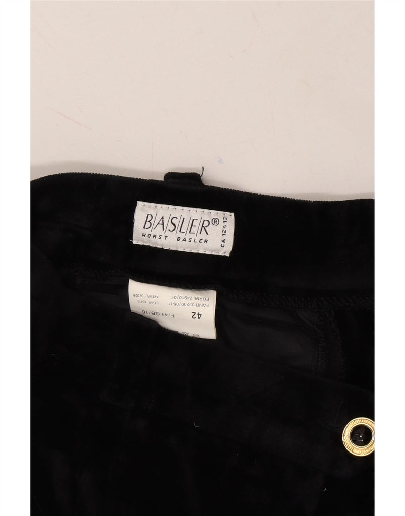 BASLER Womens Velvet Straight Casual Trousers UK 16 Large W31 L28 Black Vintage Basler and Second-Hand Basler from Messina Hembry 