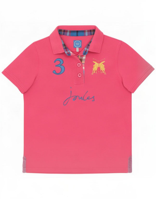 Polo de rugby graphique pour femme Joules UK 10 Petit coton rose