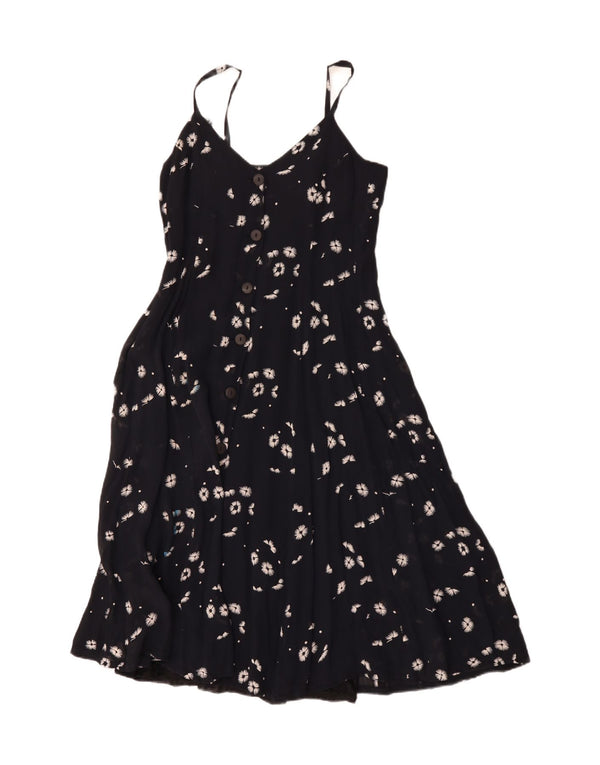 Artisan Robe Slip pour Femme UK 12 Moyen Noir Floral